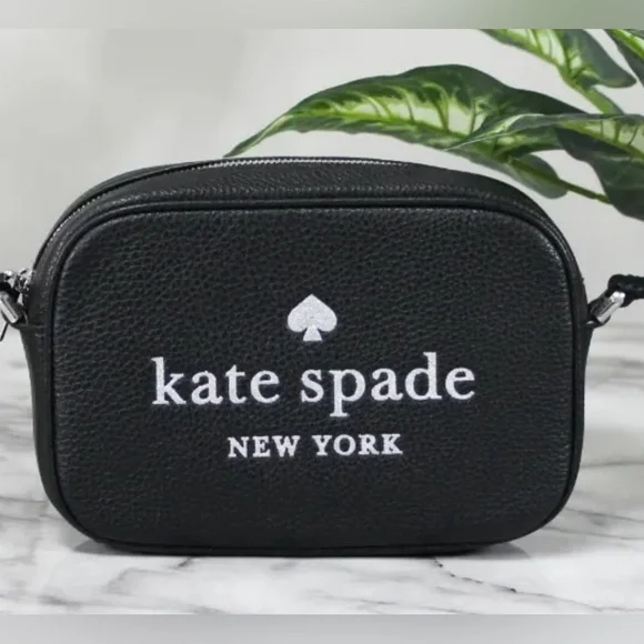 🌟HP🎉 Kate Spade Mini Glitter Logo Camera BagCrossbody Handbag in Black ♠️🖤